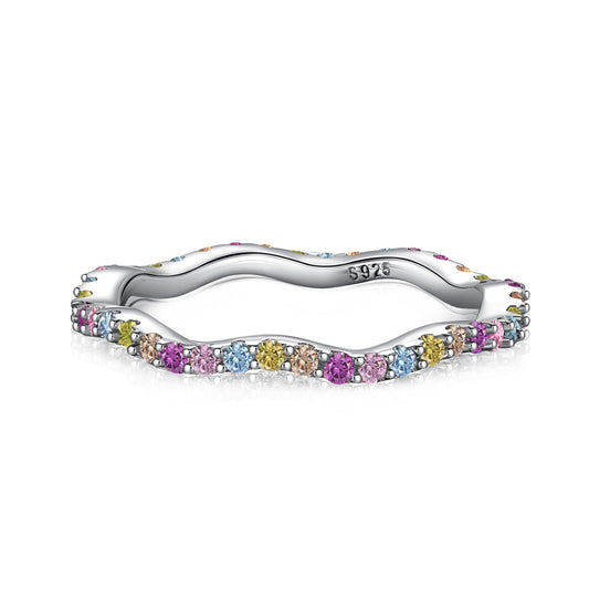 [Echo Fine ]Dainty Colorful Round Cut Party Ring