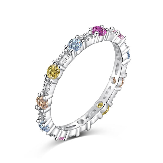 [Echo Fine ]Sparkling Colorful Round Cut Tennis Ring