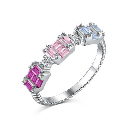 [Echo Fine ]Unique Colorful Emerald Cut Party Ring