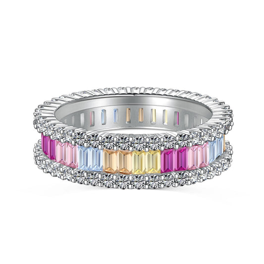 [Echo Fine ]Dainty Kaleidoscopic Emerald Cut Daily Ring