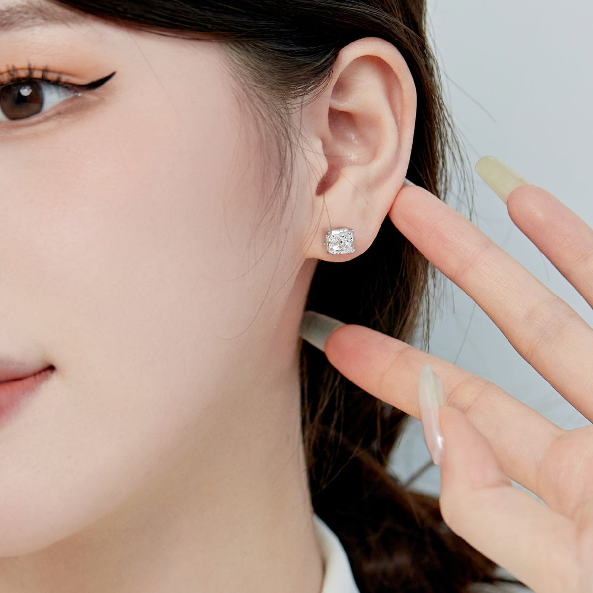 [Echo Fine ]1.0 Carat Radiant Princess Cut Wedding Earrings