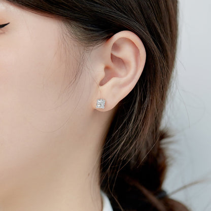 [Echo Fine ]1.0 Carat Radiant Princess Cut Wedding Earrings