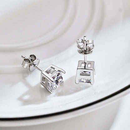 [Echo Fine ]1.0 Carat Radiant Princess Cut Wedding Earrings