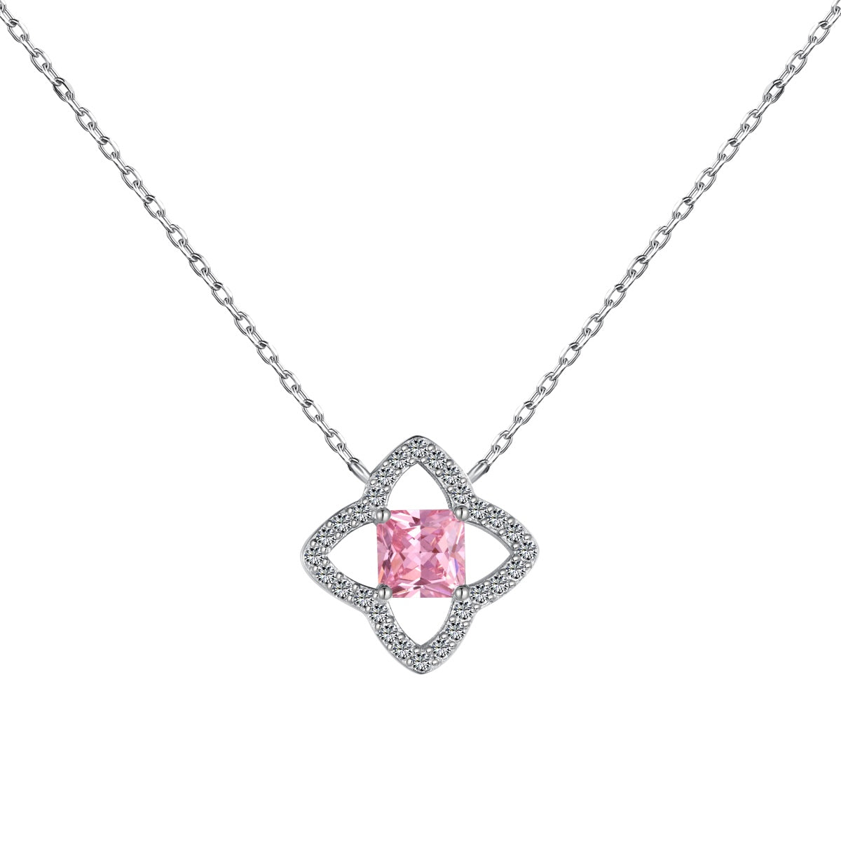 [Echo Fine ]Exquisite Flower Shape Princess Cut Necklace