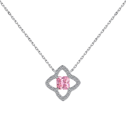 [Echo Fine ]Exquisite Flower Shape Princess Cut Necklace