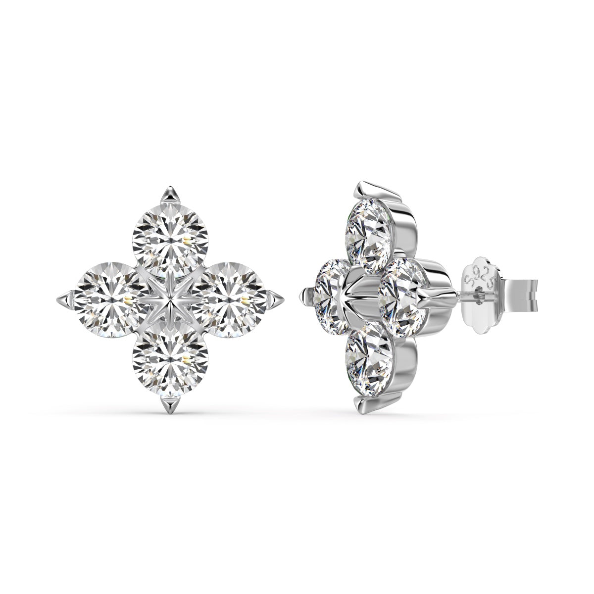 [Echo Fine ]Four-Leaf Clover Eight-Pointed Star Earrings