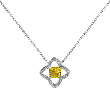 [Echo Fine ]Exquisite Flower Shape Princess Cut Necklace