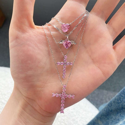 [Echo Fine ]Heart Shape Main Stone Pendant Collarbone Necklace