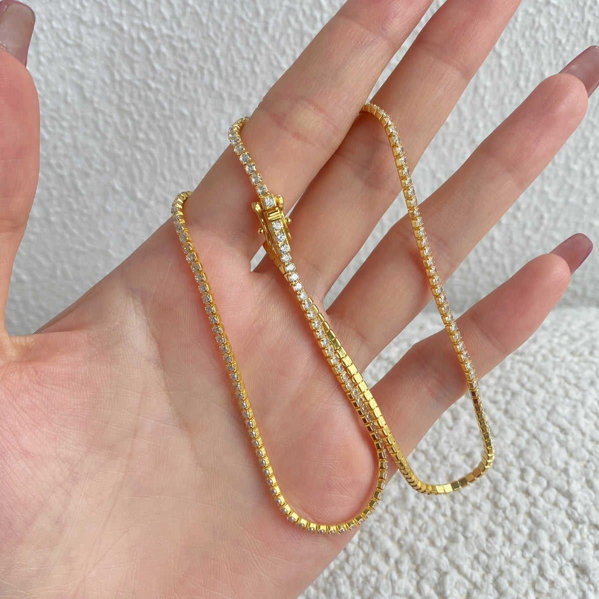 [Echo Fine ]Delicate Round Shape Tennis Necklace