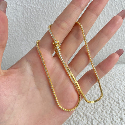 [Echo Fine ]Delicate Round Shape Tennis Necklace