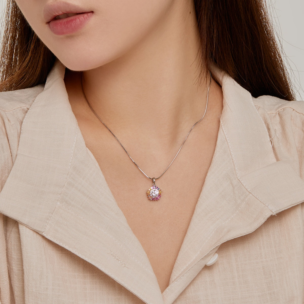 [Echo Fine ]Charming Flower Colorful Necklace