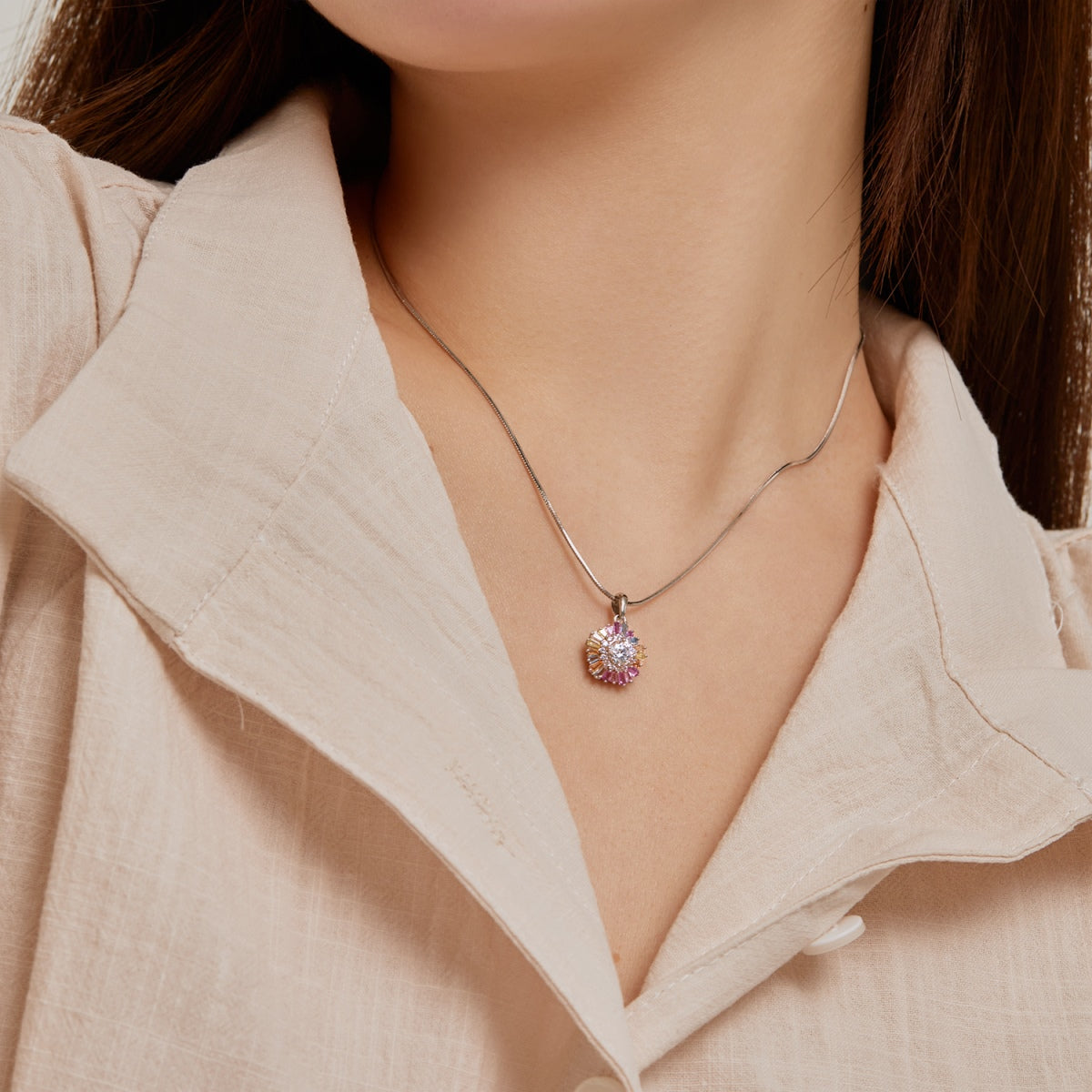 [Echo Fine ]Charming Flower Colorful Necklace
