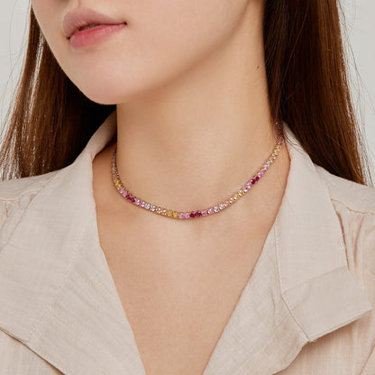 [Echo Fine ]Delicate Colorful Tennis Necklace
