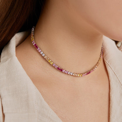 [Echo Fine ]Delicate Colorful Tennis Necklace
