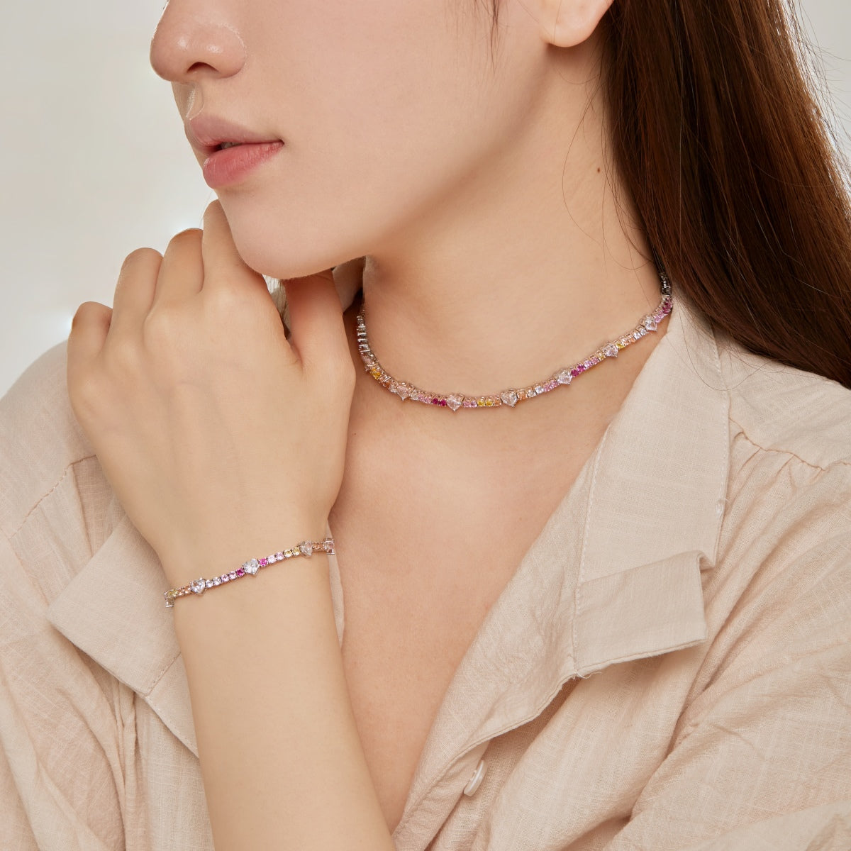 [Echo Fine ]Delicate Romantic Heart Shape Lover Bracelet