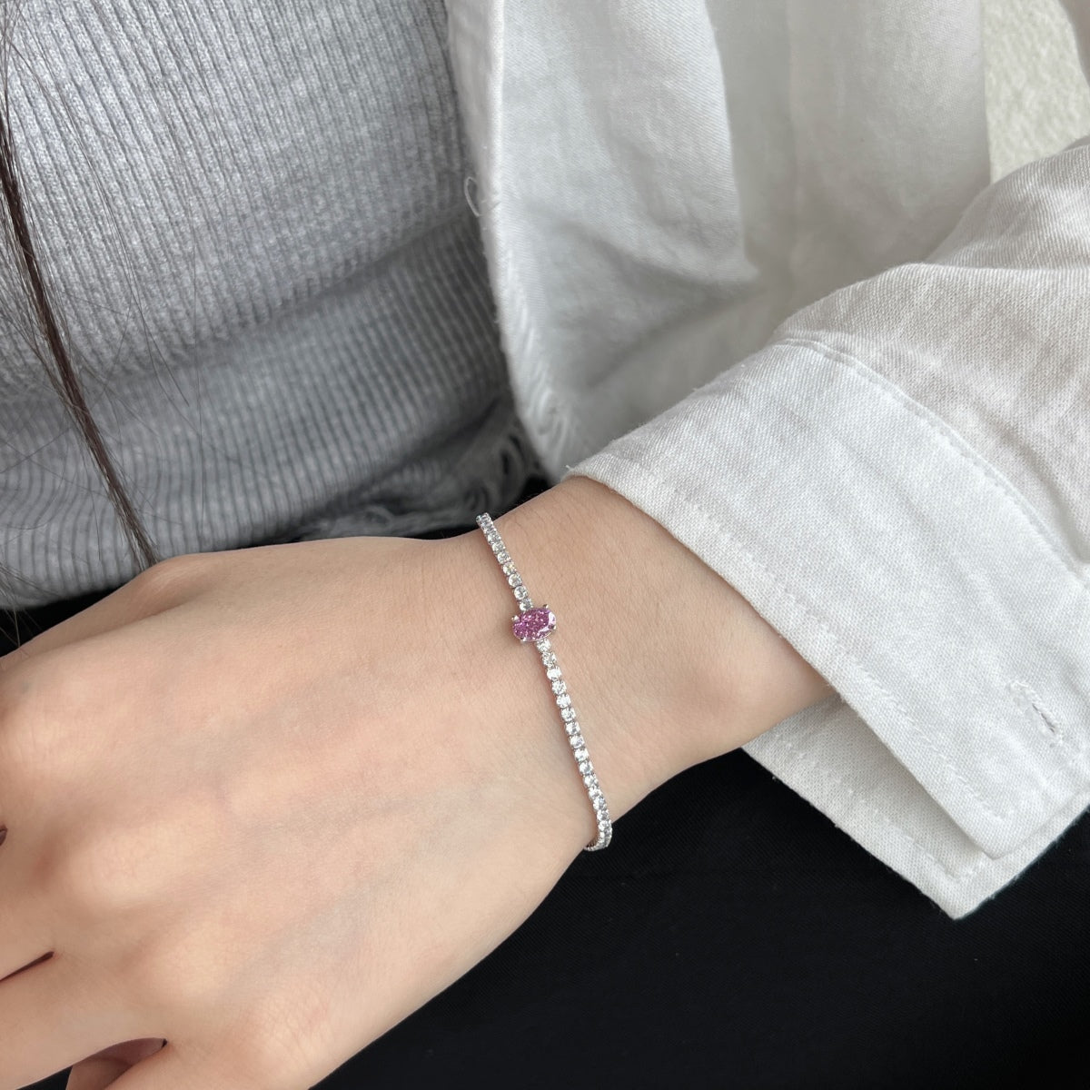 [Echo Fine ]0.75 Carat Exquisite Oval Cut Daily Bracelet