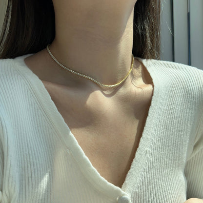 [Echo Fine ]Delicate Round Shape Tennis Necklace