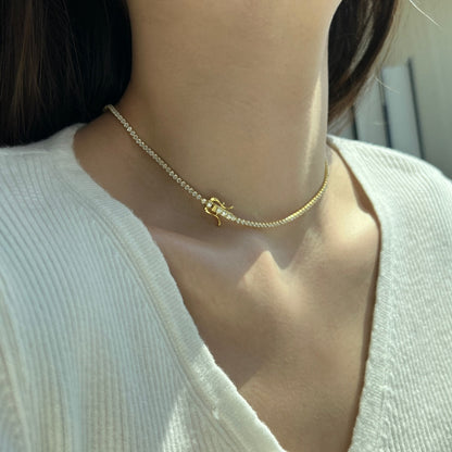 [Echo Fine ]Delicate Round Shape Tennis Necklace