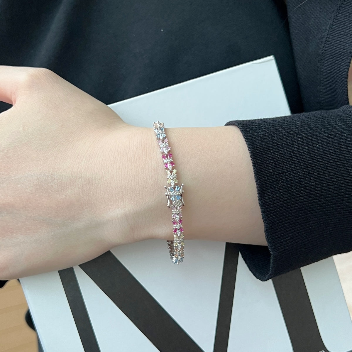 [Echo Fine ]Radiant Colorful Emerald Cut Party Bracelet