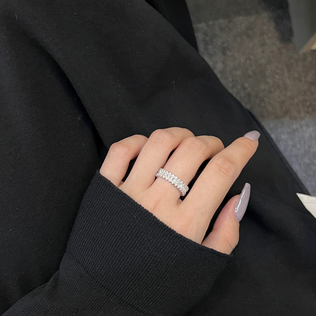 [Echo Fine ]Splashy Ornate Emerald Cut Cocktail Ring