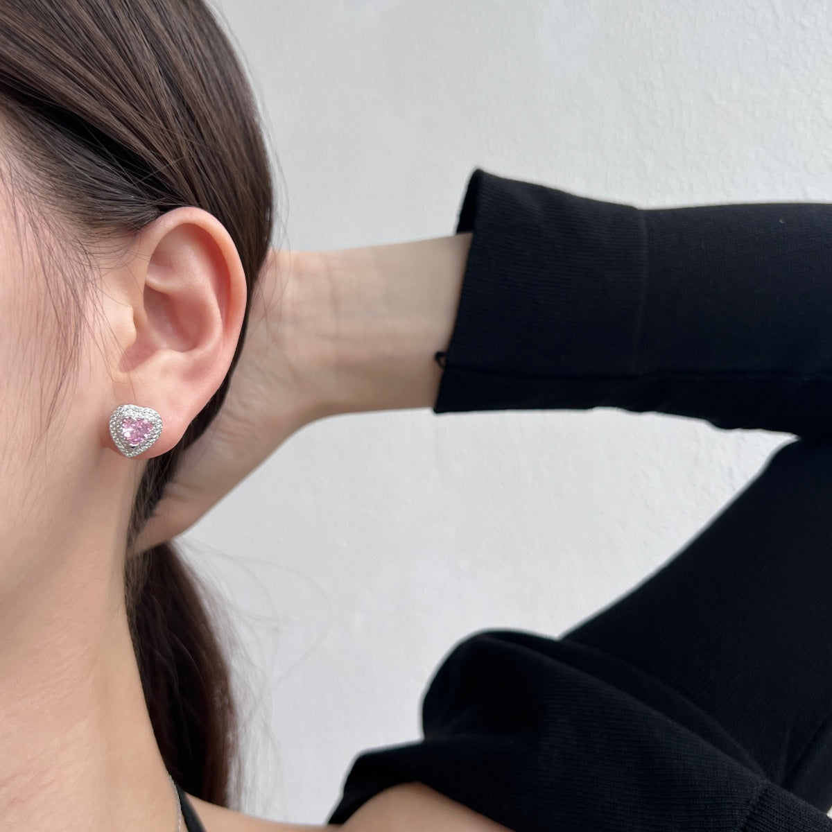 [Echo Fine ]Dazzling Heart Shape Lover Earrings