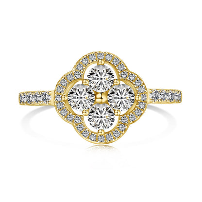 [Echo Fine ]Four Leaf Clover Flower Design Ring