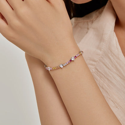 [Echo Fine ]Romantic Heart Shape Round Cut Lover Bracelet
