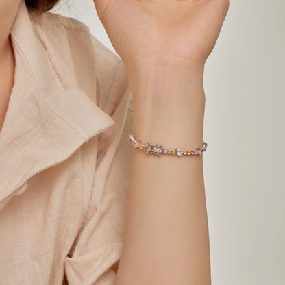 [Echo Fine ]Romantic Heart Shape Round Cut Lover Bracelet