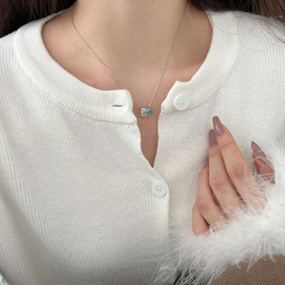 [Echo Fine ]Dazzling Square & Heart Shape Necklace