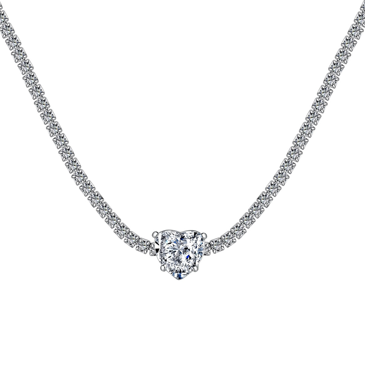 [Echo Fine ]2.0 Carat Sparkling Tennis Heart Cut Necklace