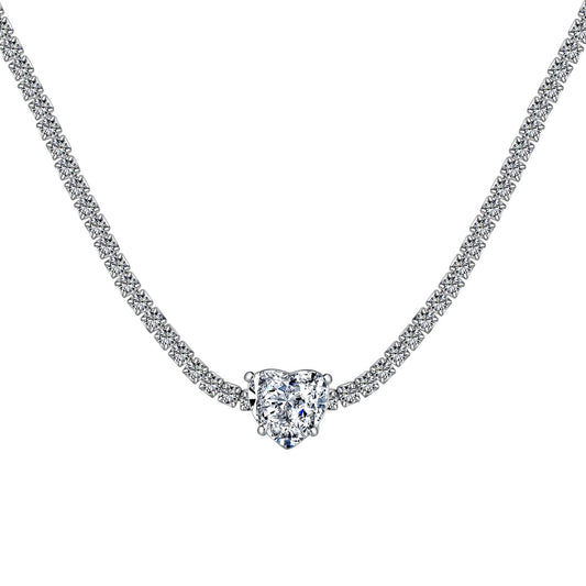 [Echo Fine ]2.0 Carat Sparkling Tennis Heart Cut Necklace