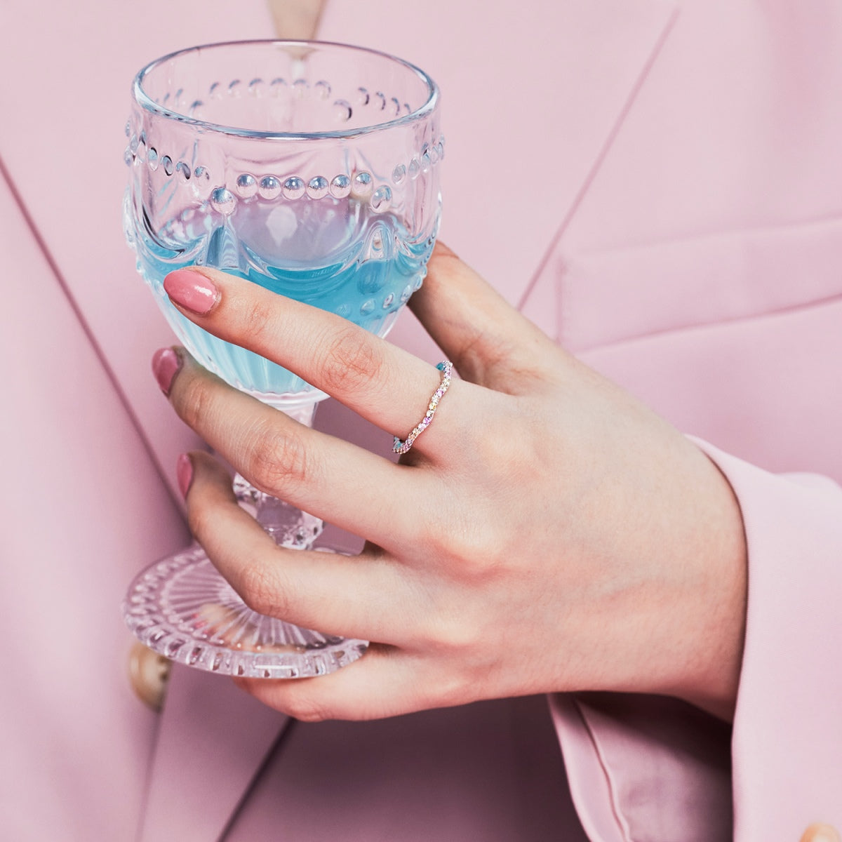 [Echo Fine ]Dainty Colorful Round Cut Party Ring