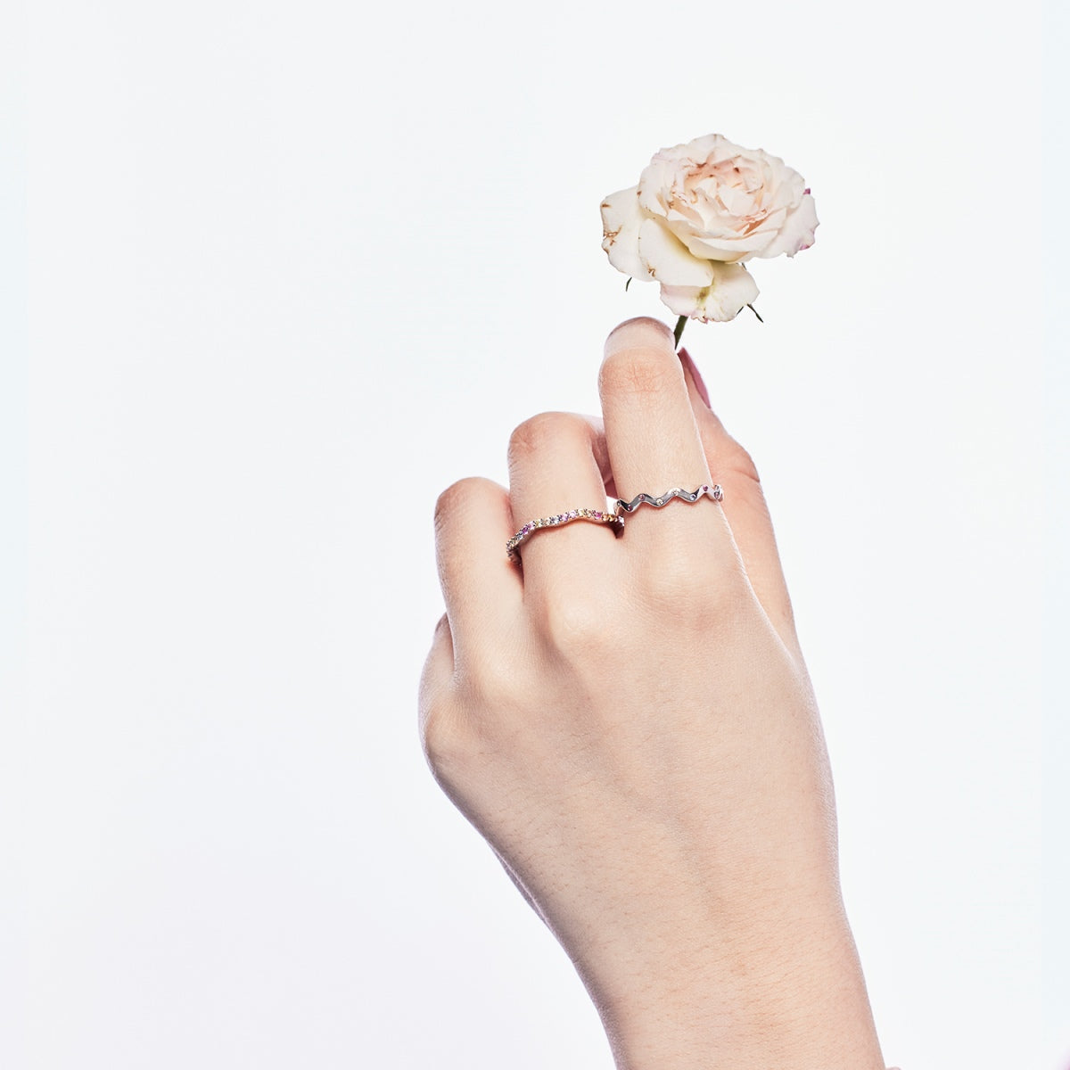 [Echo Fine ]Dainty Colorful Round Cut Party Ring