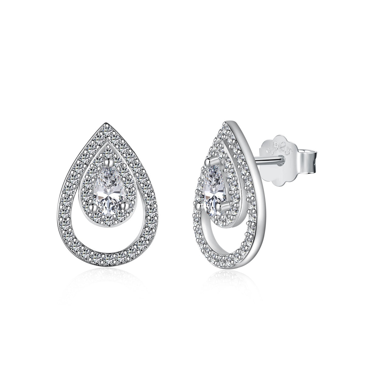[Echo Fine ]Sparkling Delicate Water Drop Shape Daily Earrings