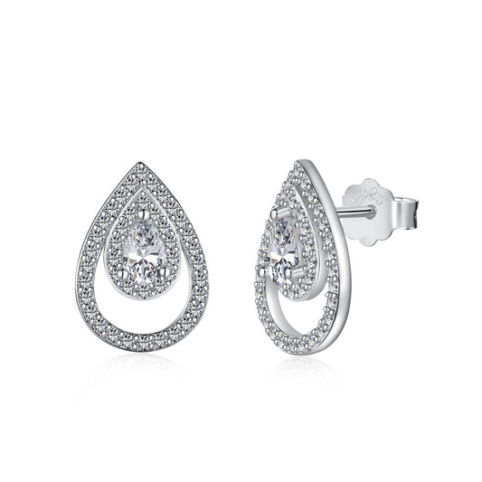 [Echo Fine ]Sparkling Delicate Water Drop Shape Daily Earrings