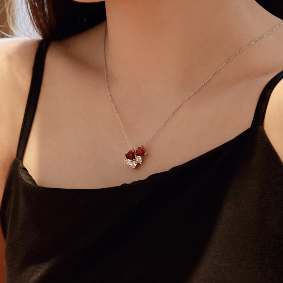 [Echo Fine ]Dainty Red Heart Necklace