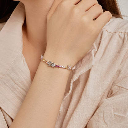 [Echo Fine ]Ornate Colorful Butterfly Shape Round Cut Daily Bracelet