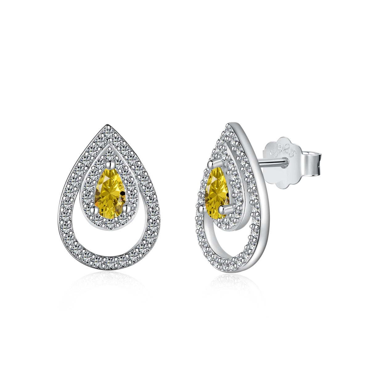 [Echo Fine ]Sparkling Delicate Water Drop Shape Daily Earrings