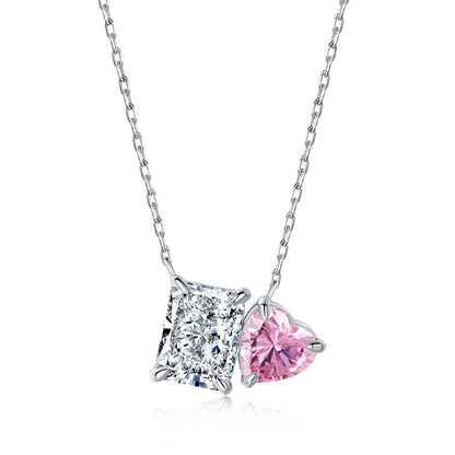 [Echo Fine ]Dazzling Square & Heart Shape Necklace