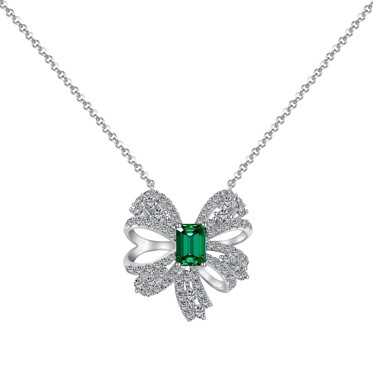 [Echo Fine ]Luxurious Flower Shape Emerald Cut Necklace