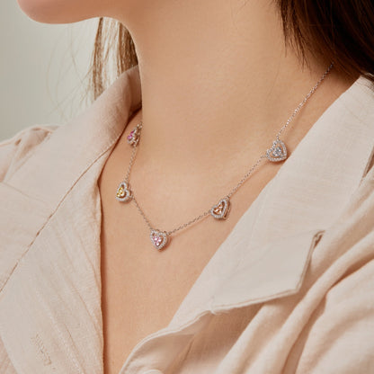 [Echo Fine ]Sparkling Five Heart Necklace