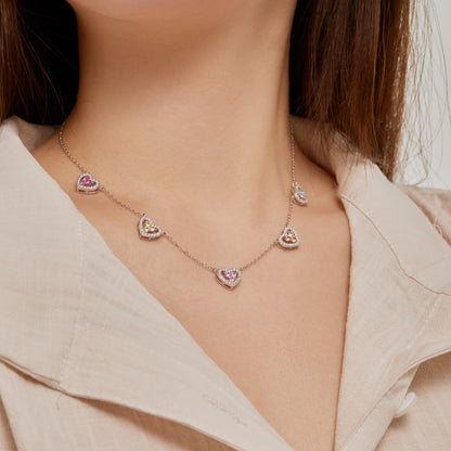 [Echo Fine ]Sparkling Five Heart Necklace