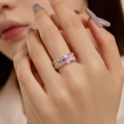 [Echo Fine ]Dazzling Colorful Radiant Cut Party Ring