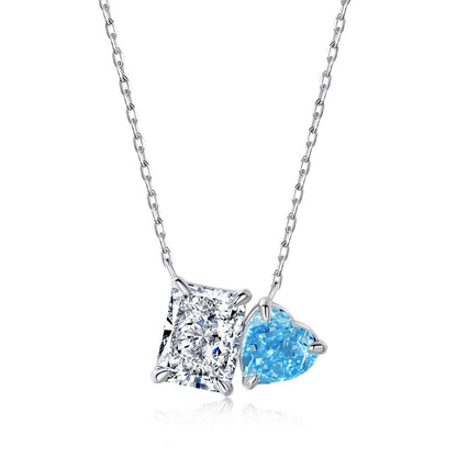 [Echo Fine ]Dazzling Square & Heart Shape Necklace