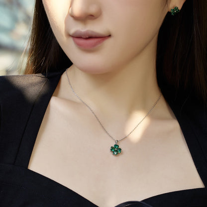 [Echo Fine ]Heart-Shaped Four-Leaf Clover Bead Necklace