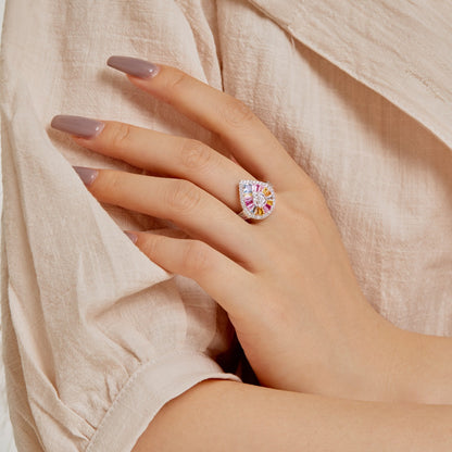 [Echo Fine ]Elegant Colorful Water Drop Shape Banquet Ring