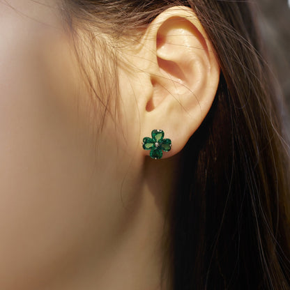 [Echo Fine ]Four-Leaf Clover Ball Earrings