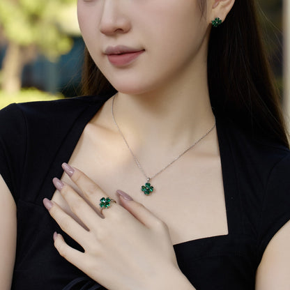 [Echo Fine ]Heart-shaped Four-Leaf Clover Ball Ring
