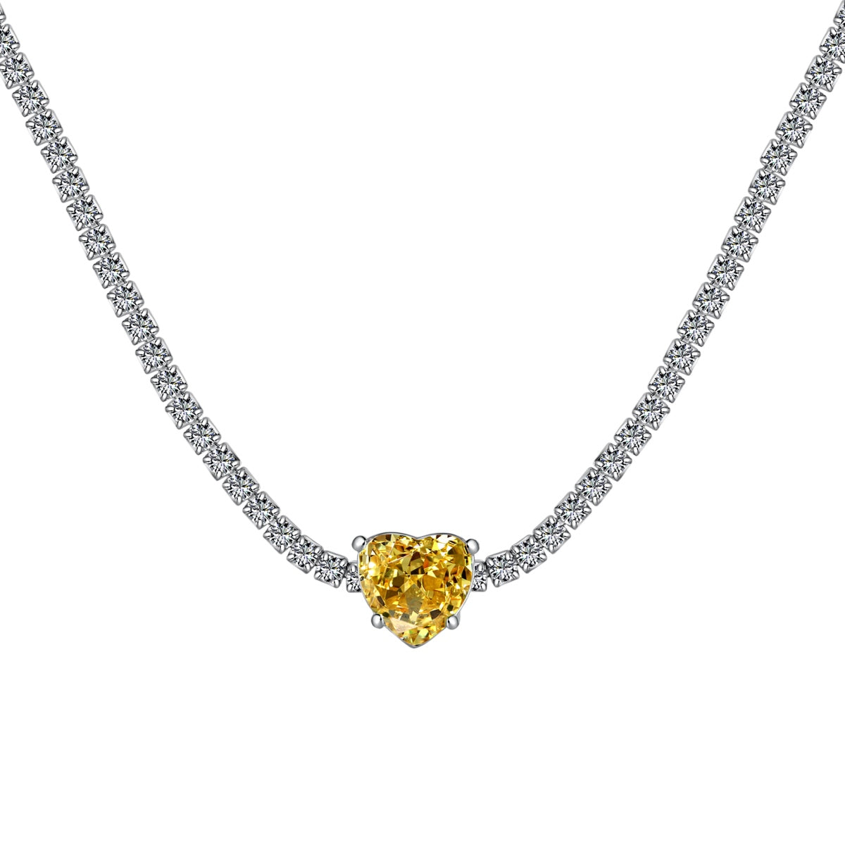[Echo Fine ]2.0 Carat Sparkling Tennis Heart Cut Necklace