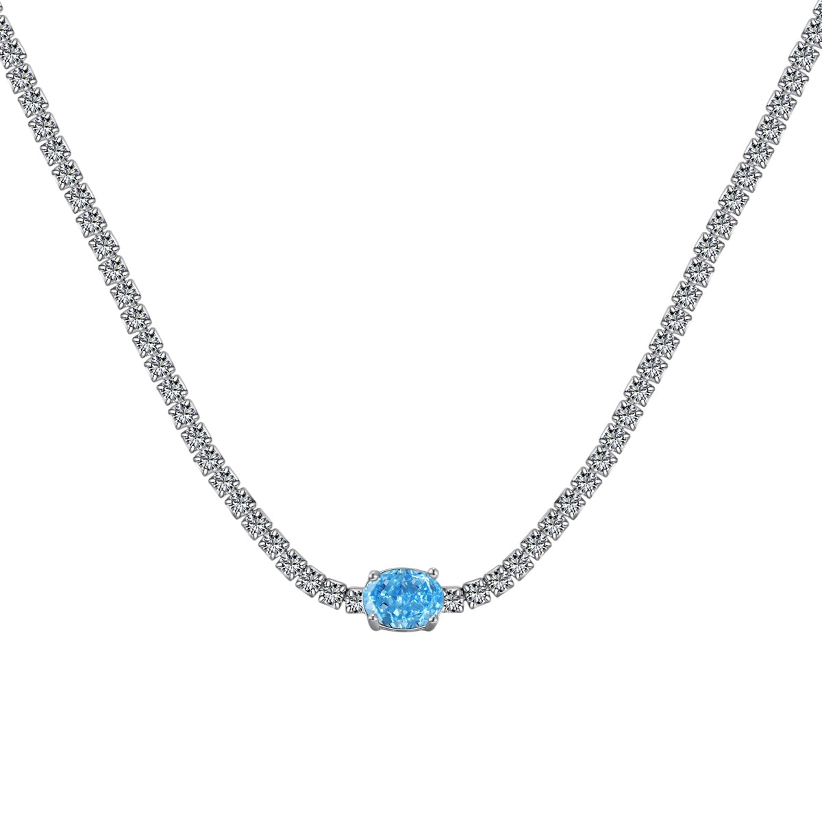 [Echo Fine ]1.0 Carat Shining Oval Cut Necklace